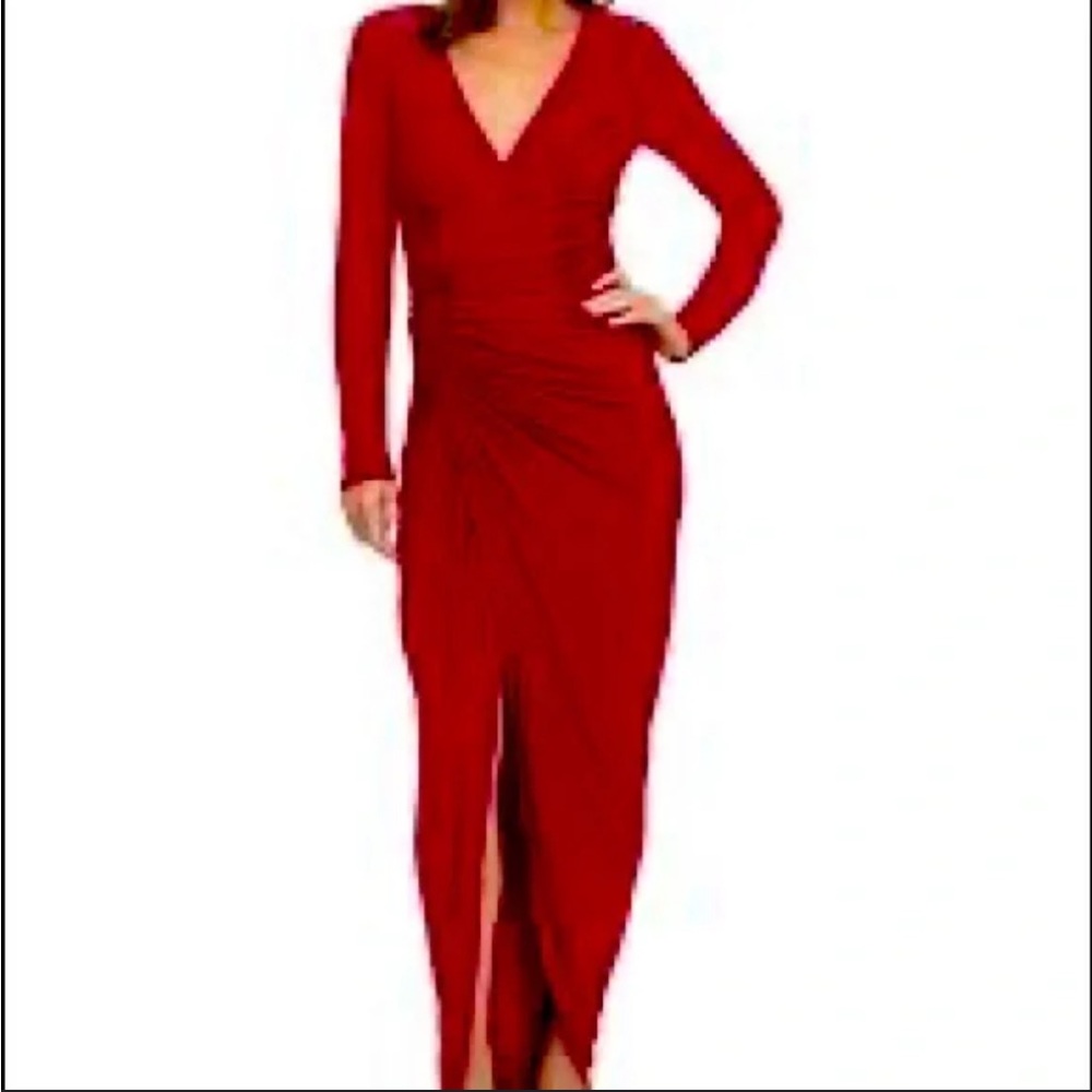 VINCE CAMUTO Jessica Rabbit Long Sleeve Ruched Maxi Dress